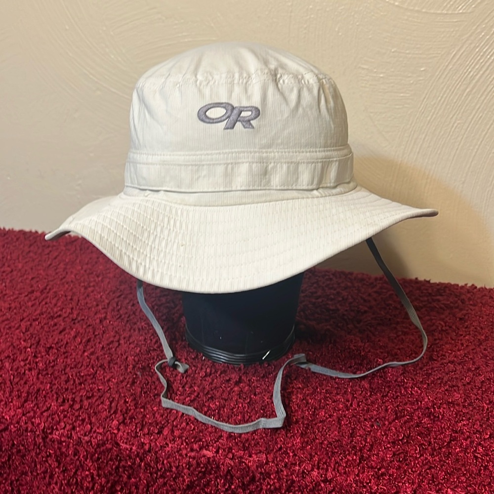 Outdoor Research Hat Unisex Size Large Bucket Boonie Sun Cap Khaki Drawstring